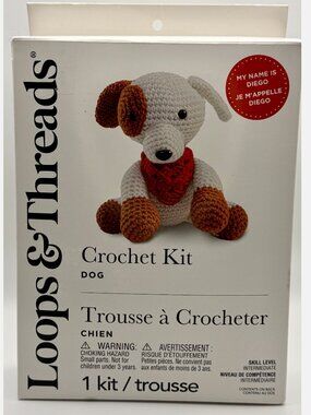 NEW Loops & Threads Crochet Kit DIEGO Dog Amigurumi-Style Trouse à Crocheter